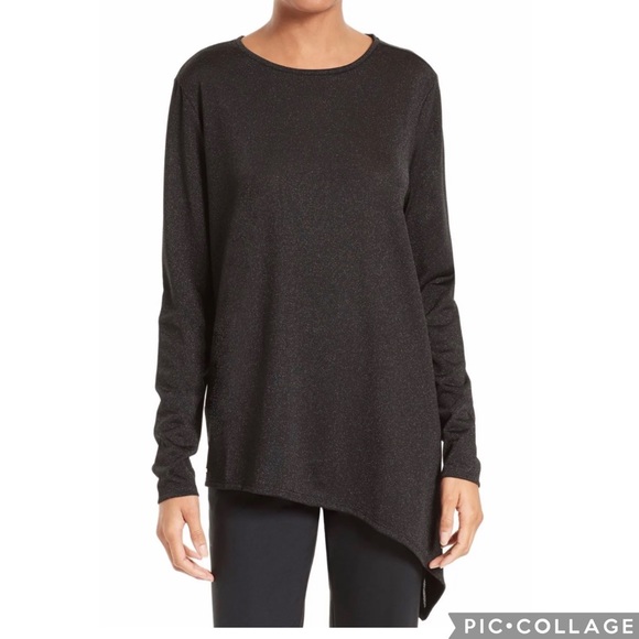 Ted Baker London Blouse Asymmetric Black Shimmer Sparkle Womens Size 1 - Picture 2 of 12